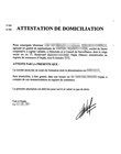 Attestation de domiciliation